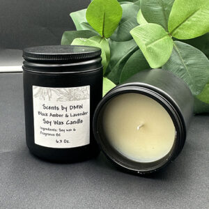 Scents By DMW - Black Amber & Lavender Scented Soy Wax Candle