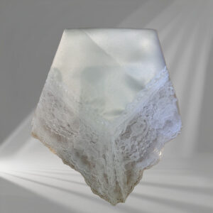 Joyce Hankies & Designs - Satin White with white lace