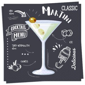 Martini Black Cocktail Napkin