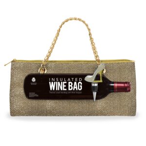 Insulated Wine Bag S/2, Gold & Silver Floral W/ Heel Stopper