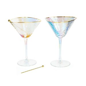 Iridescent Handmade Hammered Martini Glasses