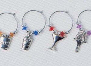 MiVino Stemware Charms "Martini Bar", Silver