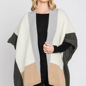 Soft Color Blocked Ruana