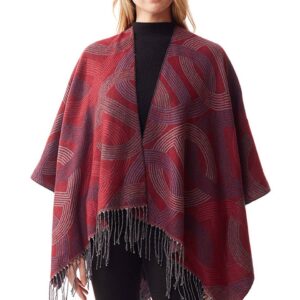 Geometric Pattern Fringe Ruana