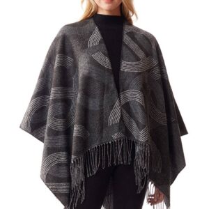 Geometric Pattern Fringe Ruana